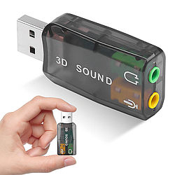 Звукова карта USB 3D Sound 5,1 / Зовнішній звуковий адаптер для ноутбука та ПК / Аудіокарта юсб