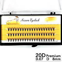 Накладные пучковые ресницы Nesura Eyelash Premium 20D, 0,07, D, 8 мм, 60 пучков Несура