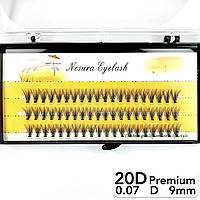 Накладні пучкові вії Nesura Eyelash Premium 20D, 0,07, D, 9 мм, 60 пучків Несура