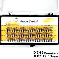 Накладные пучковые ресницы Nesura Eyelash Premium 20D, 0,07, D, 13 мм, 60 пучков Несура