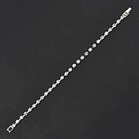 Браслет жіночий м'який металевий на руку сріблястої доріжки кристалів довжина 18 см ширина 4 мм