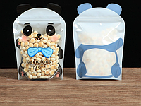 Пакет детский прозрачный с рисунком панда и зип застежкой, пакет фигурный для продуктов пищевой 22х15 см