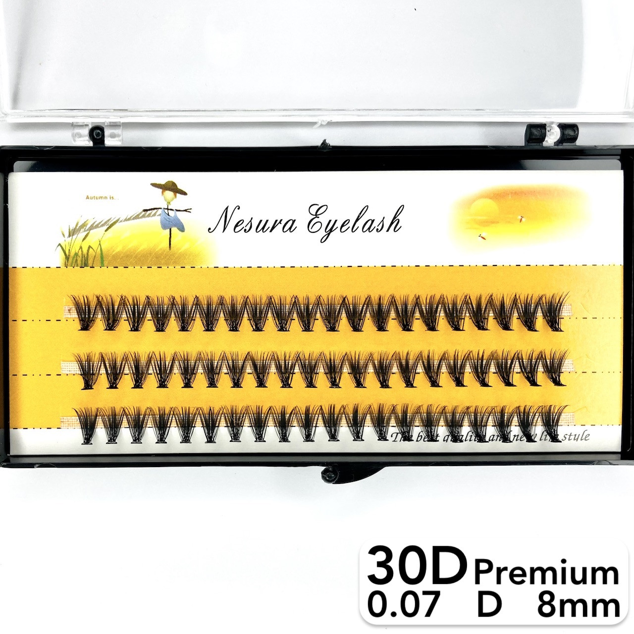 Накладні пучкові вії Nesura Eyelash Premium 30D, 0,07, D, 8 мм, 60 пучків Несура