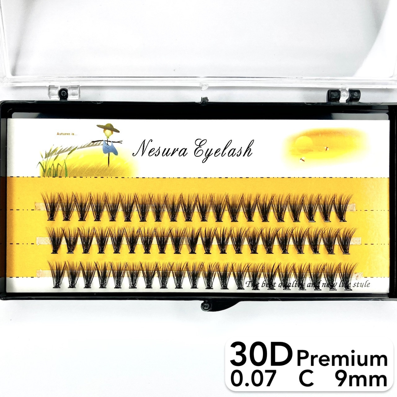 Накладні пучкові вії Nesura Eyelash Premium 30D, 0,07, C, 9 мм, 60 пучків Несура