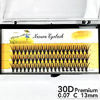 Накладные пучковые ресницы Nesura Eyelash Premium 30D, 0,07, C, 13 мм, 60 пучков Несура