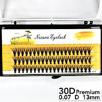 Накладные пучковые ресницы Nesura Eyelash Premium 30D, 0,07, D, 13 мм, 60 пучков Несура