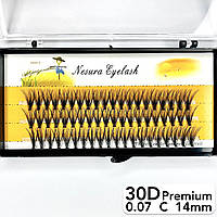 Накладные пучковые ресницы Nesura Eyelash Premium 30D, 0,07, C, 14 мм, 60 пучков Несура