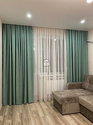 Штори мікровелюр тканина №73, колір м'ятний/морська хвиля, на кухню, в зал 2 штори