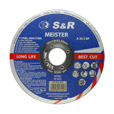 Круг відрізний по м/нерж Meister 125х1,6х22,2мм, фото 1