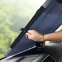 Шторка солнцезащитная светоотражающая на лобовое стекло в авто, фольга от солнца выдвижная 145×70 см