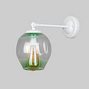 Біле скляне бра "Молекула" (56-WPR0231F-1 WH+GR) прозорий зелений