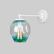 Біле скляне бра "Молекула" (56-WPR0231F-1 WH+BL) прозорий блакитний