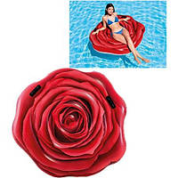 Пляжный надувной матрас Intex роза, надувной плот 137х132 см, матрас для плавания