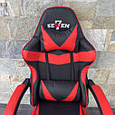 Крісло геймерське Sewen 730 чорно-червоне ігрове з підставкою для ніг, фото 2