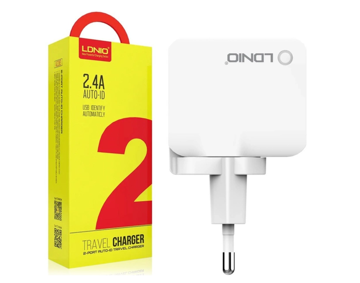 Мережевий зарядний пристрій LDNIO A2203 2 x USB 2.4A 12W + кабель USB Type C