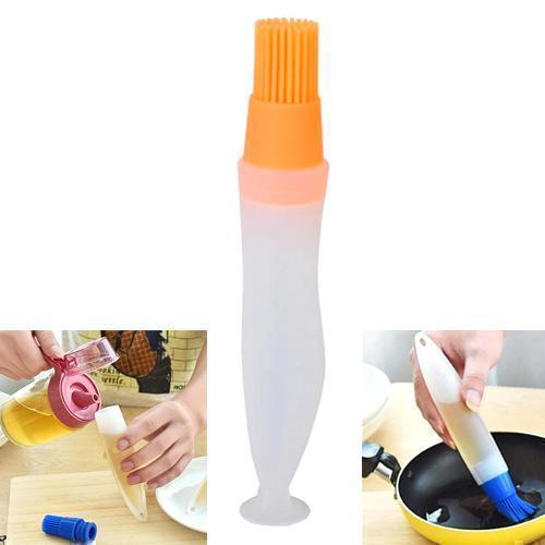 Контейнер ємність з кисточкою та дозатором для олії 70 мл присоска, силікон, зручний у використанні та легко миється