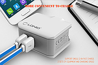 Мережевий зарядний пристрій LDNIO A2203 2 x USB 2.4A 12W + кабель USB Type C, фото 4