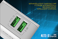 Мережевий зарядний пристрій LDNIO A2203 2 x USB 2.4A 12W + кабель USB Type C, фото 3
