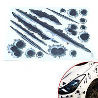 Наклейки 3D стікери Дірки від куль і Подряпини 18 шт для автомобіля водонепроникні, поліпропіленові