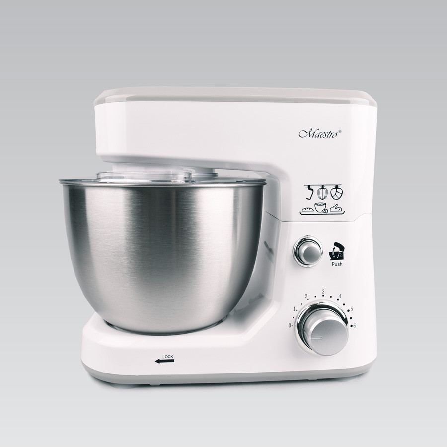 Планетарний міксер Maestro MR-560 1000 Вт, чаша 4 л, 6 швидкостей, насадки для тіста та крему, кнопка блокування для безпеки, фото 1