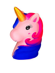 Іграшка антистрес сквіш (Squishy) Єдиноріг великий 15 см рожево-малиново-синього кольору