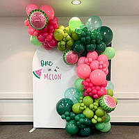 Набор 150 шаров для фотозоны Арбузный микс Розовый и зеленый