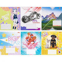 Від 20 шт. Зошит кольоровий 12 аркушів, лінія "Мрії" "mix" 112 зображень у ящику  купити дешево оптом в інтернет-магазині