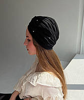 Чалма жіноча бавовняна літня з намистинами D.Hats чорна