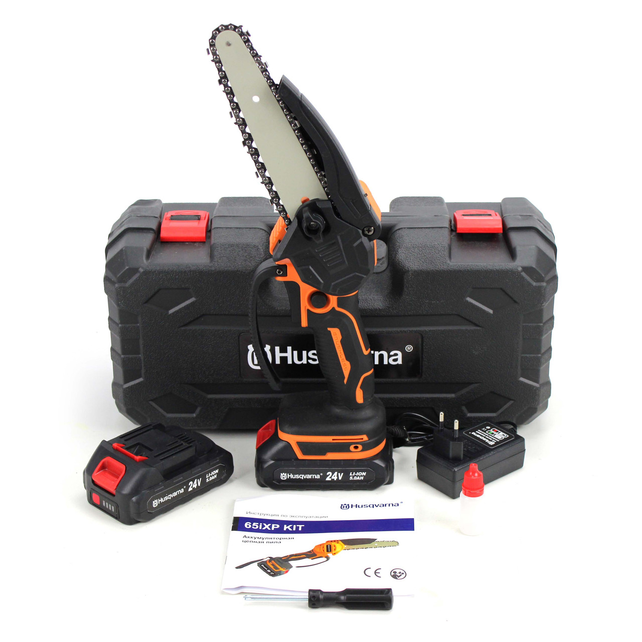 Акумуляторна міні-пила Husqvarna 65iXP KIT (24 V, 5 Аh, шина 15 см) АКБ гілкоріз Хускварна
