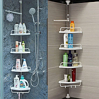 Угловая стойка стеллаж для ванной комнаты 4 полки + держатель для полотенца Multi Corner Shelf Стелаж