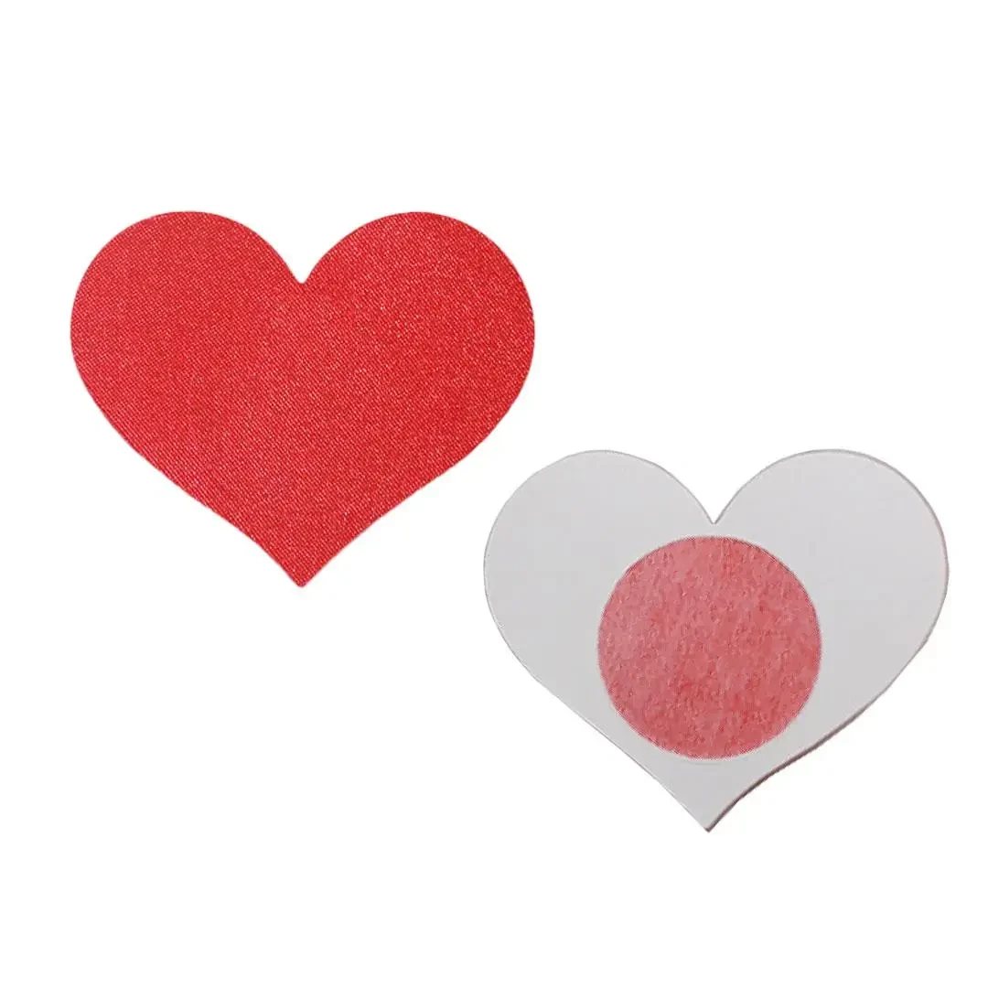 Червоні наклейки на груди у формі серця, пензлики на груди одноразові сердечко