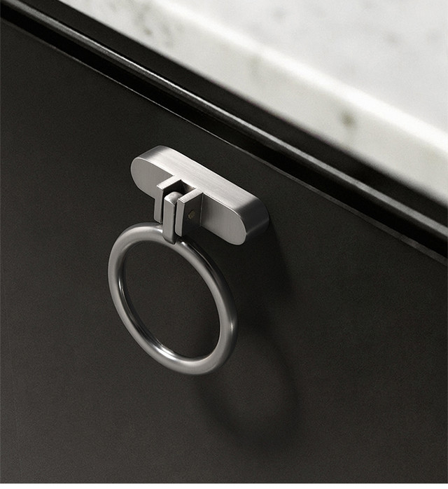 Стильные ручки-кольца никель матовый для мебели 