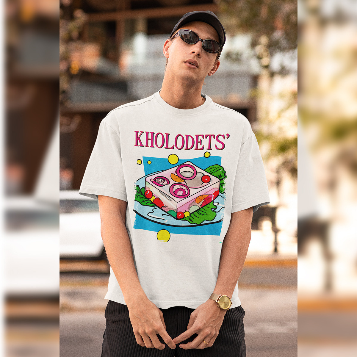 Чоловіча футболка з принтом "Kholodets'", біла, фото 1