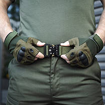 Ремінь військовий Pobedov кольору хакі з металевою пряжкою, фото 3