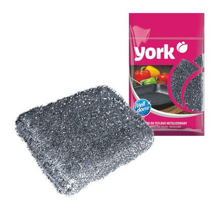 Губка для миття тефлону York металізованої обплетенні 1шт, фото 2