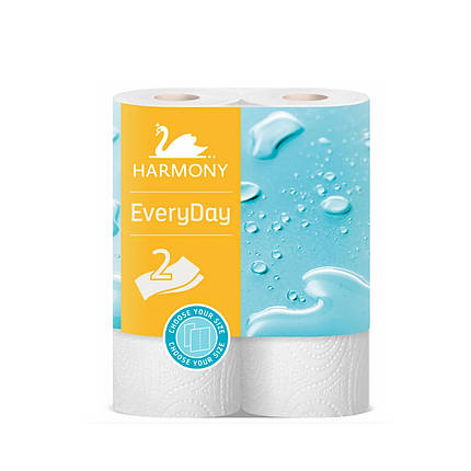 Рушник паперовий в рулоні двошаровий HARMONY EVERYDAY 11м 2шт/уп, фото 2