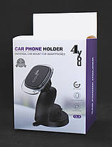 Тримач для телефону в авто 4you GL9 (присоска на торпеду та скло, магнітний) Black, фото 5