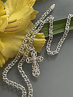 Срібний ніжний жіночий набір хрестик з ланцюжком