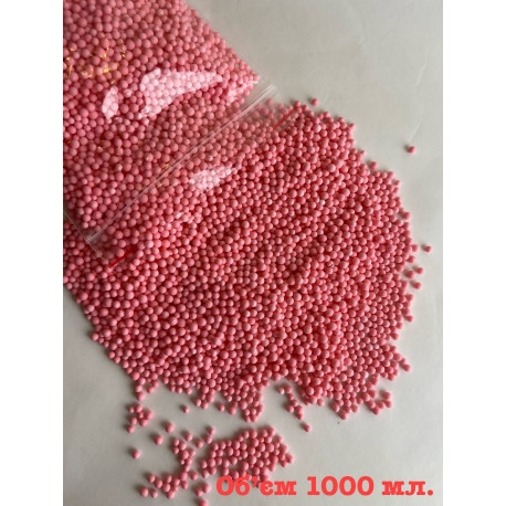 Пінопластова гранула рожева, 2-4 мм., мілка, об'єм 1000 мл.