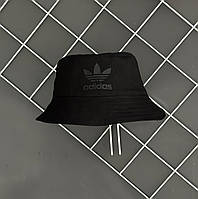 Черная панама Adidas мужская хлопковая универсальная , Летняя панамка Адидас черная унисекс с черным лог trek