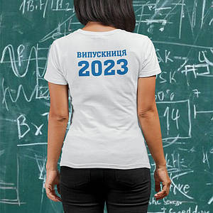 Жіноча біла футболка Випускниця 2023 напис на спині