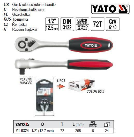Трещітка тріщатка M=1/2"(127 мм) L=265 мм YATO-0324
