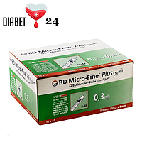 Шприц Мікро Файн Плюс Демі (Micro Fine+) Demi 0,3 мл U-100 0,30 (30G)*8 мм