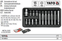 Набор бит насадка отвертки TORX YATO перехидник 1/2" 30-75 мм 15 штук YT-0413