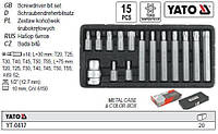 Набор бит насадка отвертки TORX SECURITY YATO перехидник 1/2" Т20-Т55 15 штук YT-0417