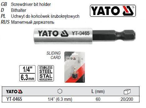 Тримач біт насадок 1/4" х60 мм магніт YATO YT-0465