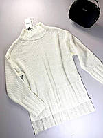 Женский вязаный свитер молочный свободного фасона удлиненный сзади ddnk Woman (р. 42-48) 1sv3200r