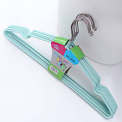 Плічка вішалки металеві з силіконові для суконь, футболок, джинсів, 40 см, м'ята, 10 шт