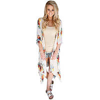 Ivory Floral Side Slit Boho Kimono sonia.com.ua