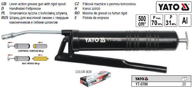 Шприц мастильний YATO Польща 0,5 л m=400 гр YT-0700